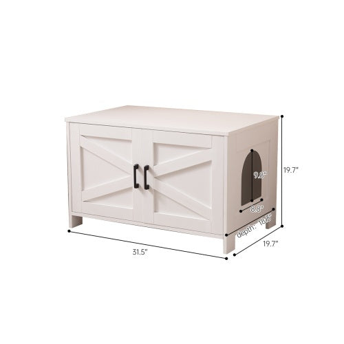 Cat Litter Box Enclosure, Litter Box Furniture Hidden With Barn Door, Wooden Cat Washroom Furniture, Cat House, End Table, Fit Most Of Litter Box